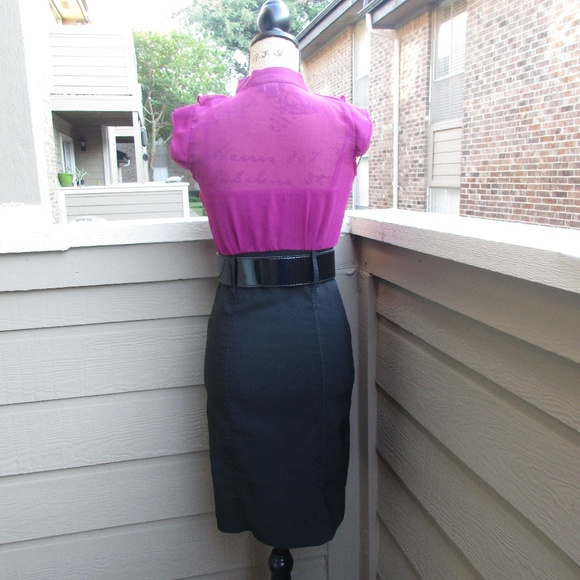 1336 Snap Pink & black ruffle front dress Sz S - Picture 4 of 7